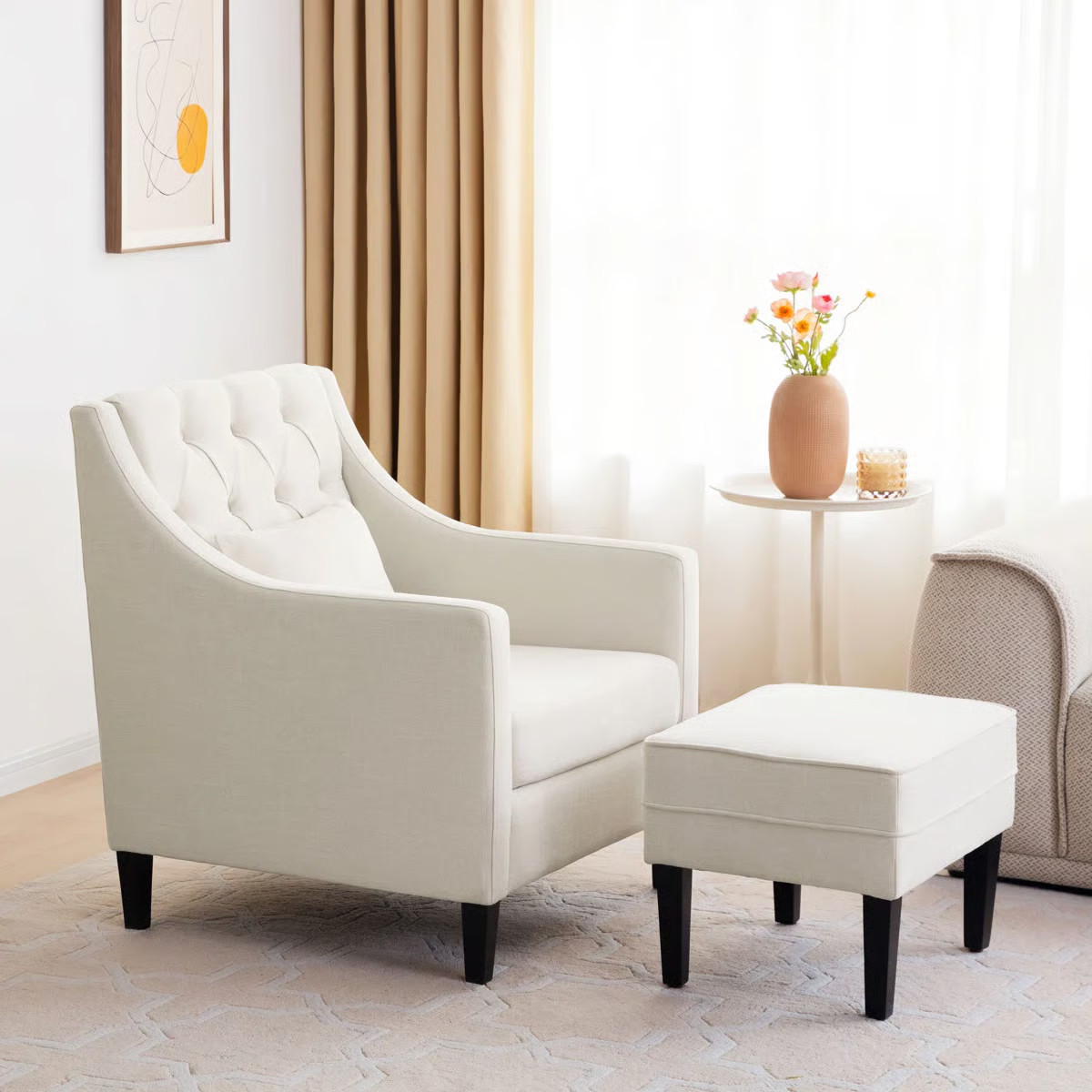 Lark Manor™ Alixandra Upholstered Armchair with Ottoman & Reviews | Wayfair | Wayfair North America