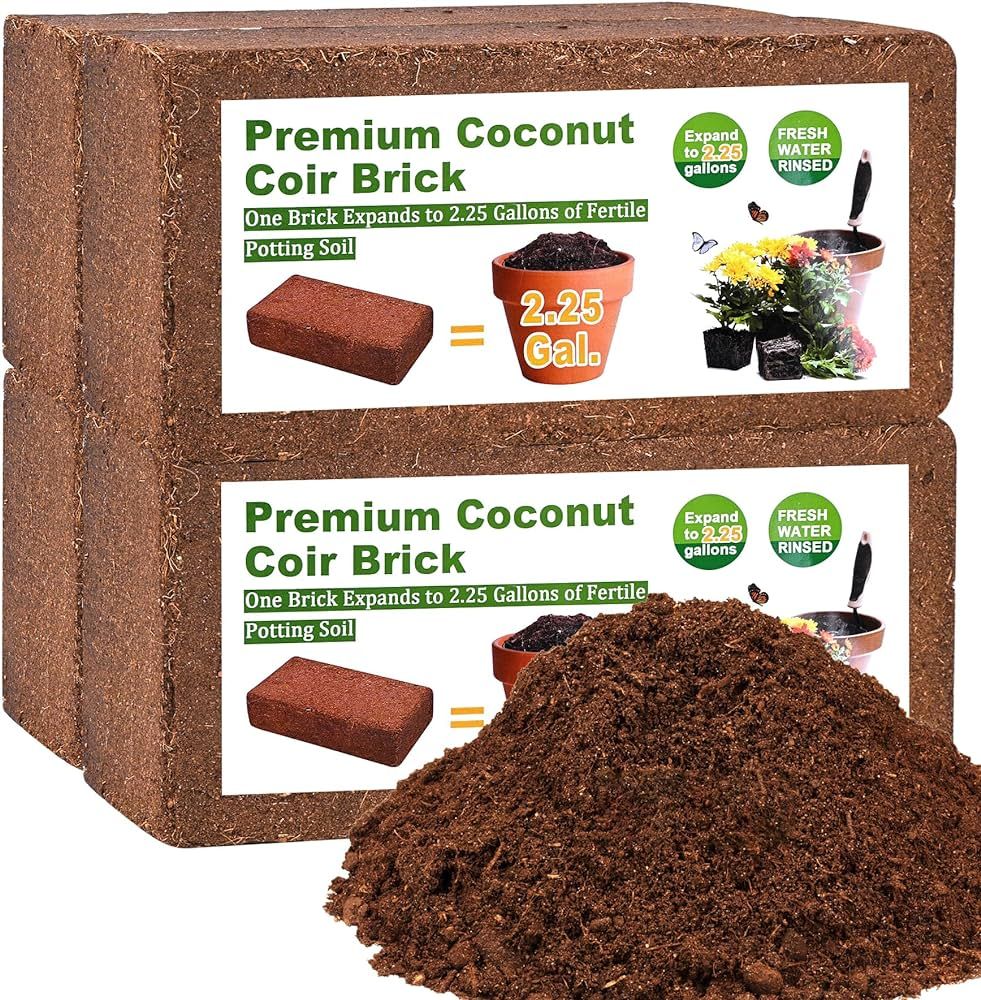 Organic Coco Coir 4 Pcs Compressed Coconut Coir Bricks Coconut Fiber Husk Substrate Mulch Coconut... | Amazon (US)