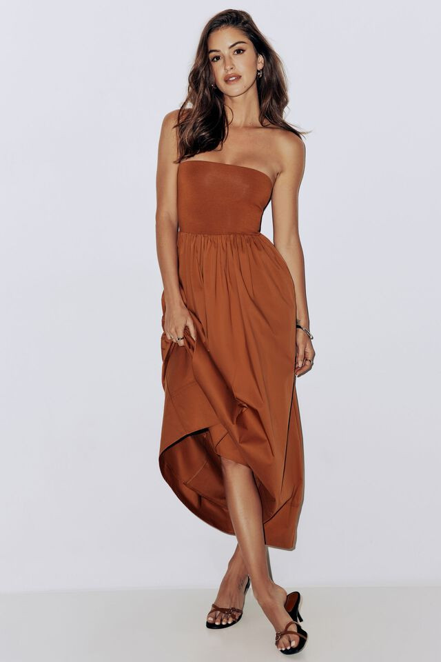 Mix Media Tube Maxi Dress | Dynamite Clothing
