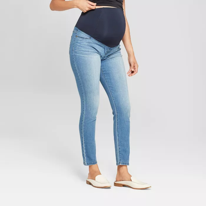 Maternity Crossover Panel Jeggings - Isabel Maternity by Ingrid & Isabel™ Medium Wash | Target