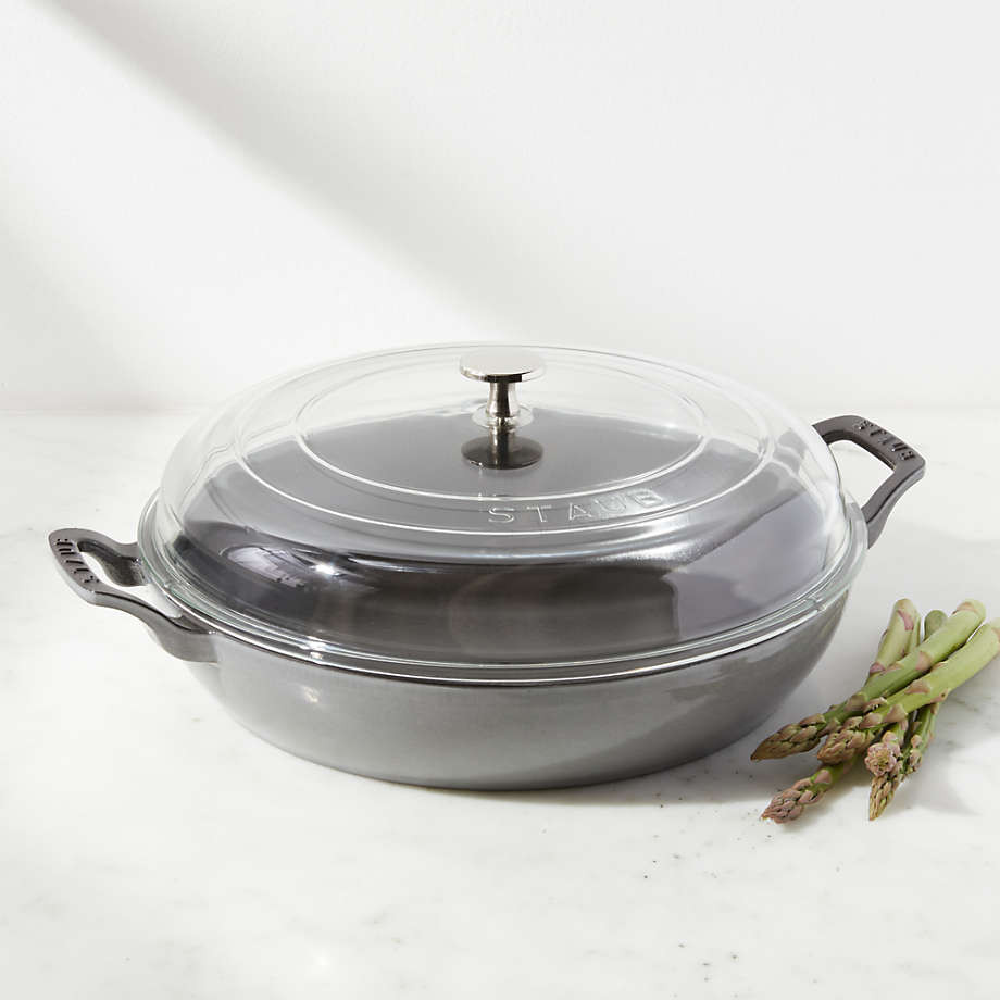Staub 3.5-Qt. Eucalyptus Braiser with Glass Lid + Reviews | Crate & Barrel | Crate & Barrel