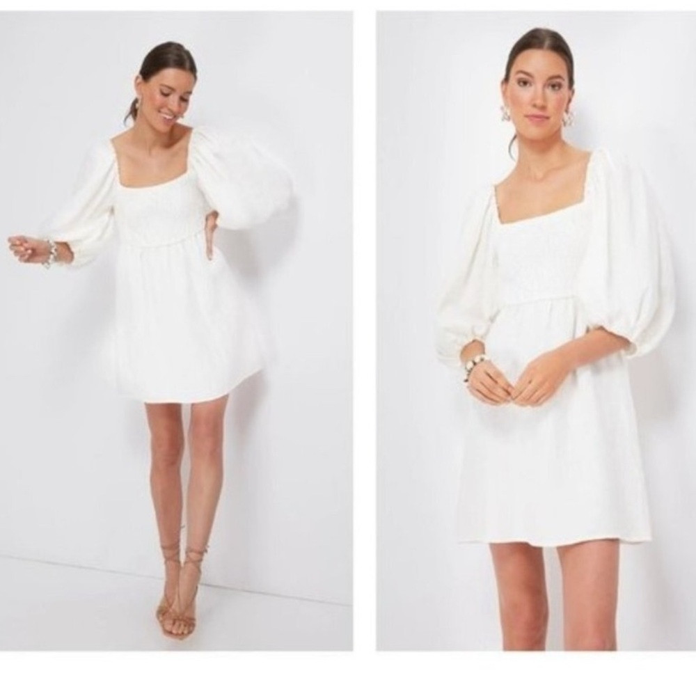 Tuckernuck White Annie Smocked Mini Linen Dress | Poshmark