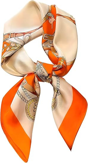 kcctoo 27.5" Mulberry Silk Feeling Head Scarf Women's Fashion Square Neck Satin Scarfs for Bag Ha... | Amazon (US)