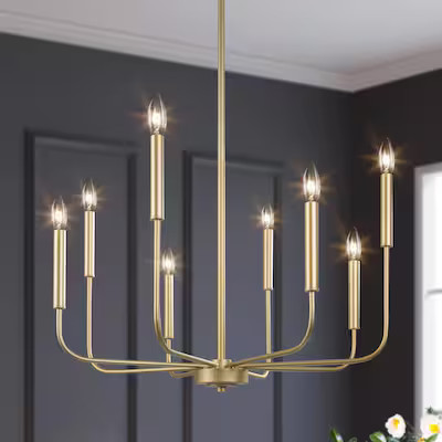 LNC Concise 8 -Light Matte Gold Metal Iron Chandelier Lowes.com | Lowe's