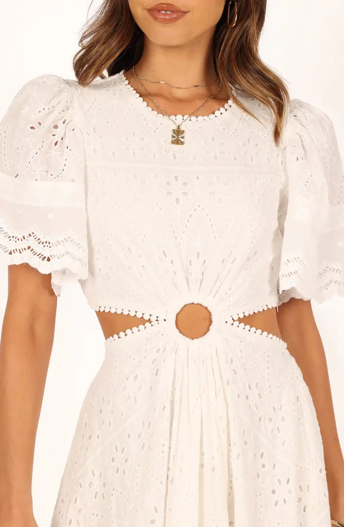 Merletto Short Sleeve Cutout Eyelet Maxi Dress | Nordstrom