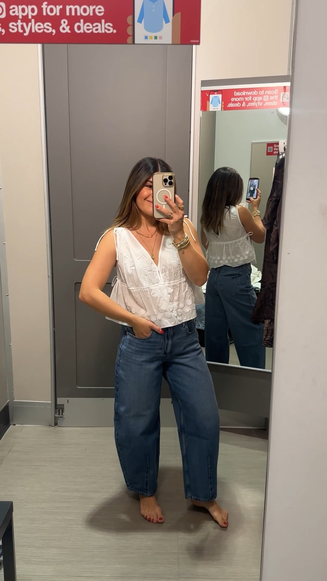 The perfect pair of barrel jeans under $40! Take 20% off right now . The wash is so good and they fit so well! Highly recommend them if you are looking for a pair of barrel jeans and don’t want to break bank! 
Top size xs
Jeans size 4

#LTKootd #LTKSeasonal #LTKSaleAlert