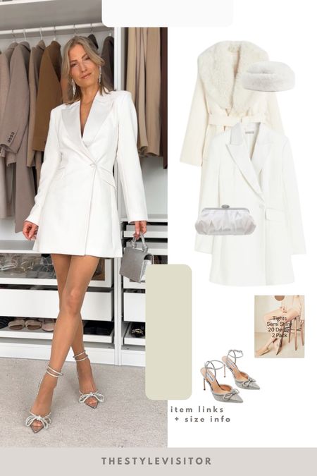 Party outfit wearing an off white blazer dress in size 32. It runs a tad large imo, especially around the hips. For curvy ladies this is a beautiful option. Added a cream coat with faux fur collar to keep it in style. 

Read the size guide/size reviews to pick the right size.

Leave a 🖤 to favorite this post and come back later to shop

#LTKgift

Christmas party outfit, party outfit, nye outfit, black mini skirt, rhinestone heels, teddy coat, black clutch, party shoes

#LTKstyletip #LTKparties #LTKHoliday