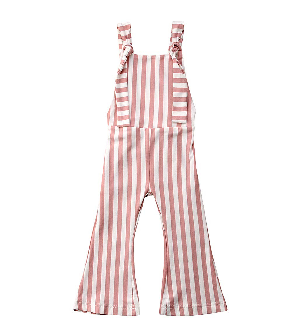 ZAXARRA Toddler Kids Baby Girl Stripes Bell-Bottom Jumpsuit Romper Overalls Pants Outfits | Amazon (US)