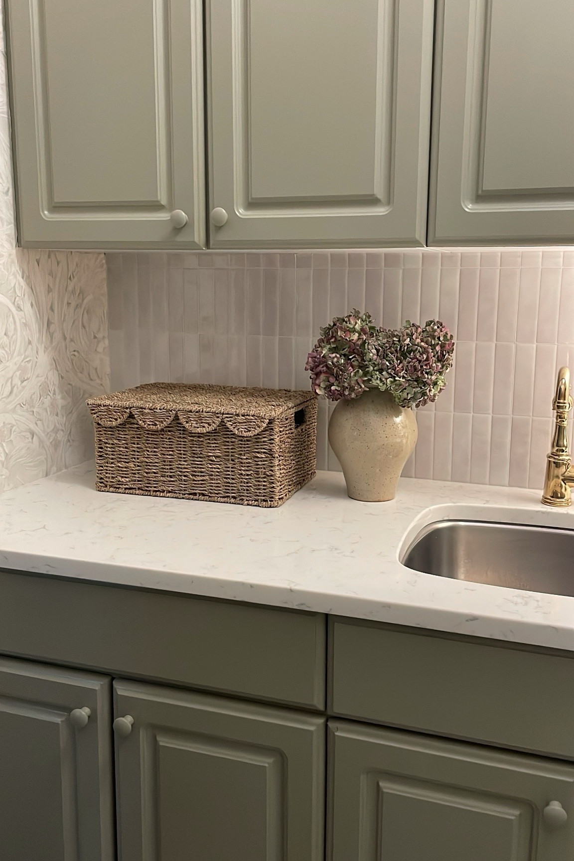 Scallop basket with lid. Peel and stick tile backsplash. 

#LTKFindsUnder50 #LTKHome