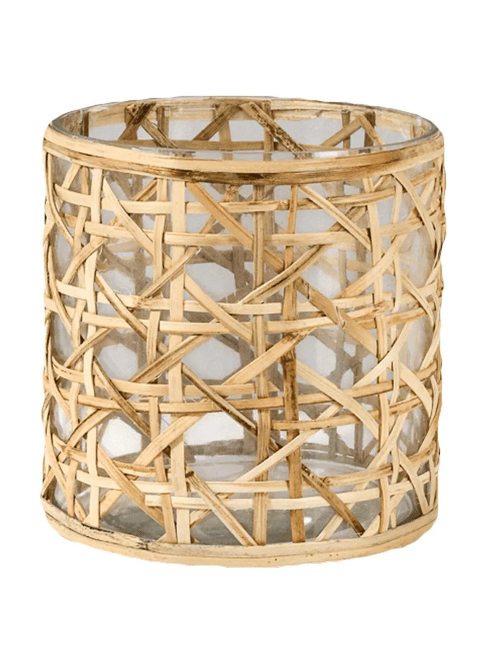 Serene Spaces Living Saigon Cane Wrapped Glass Hurricane Candle Holder, Candle Centerpieces for T... | Walmart (US)