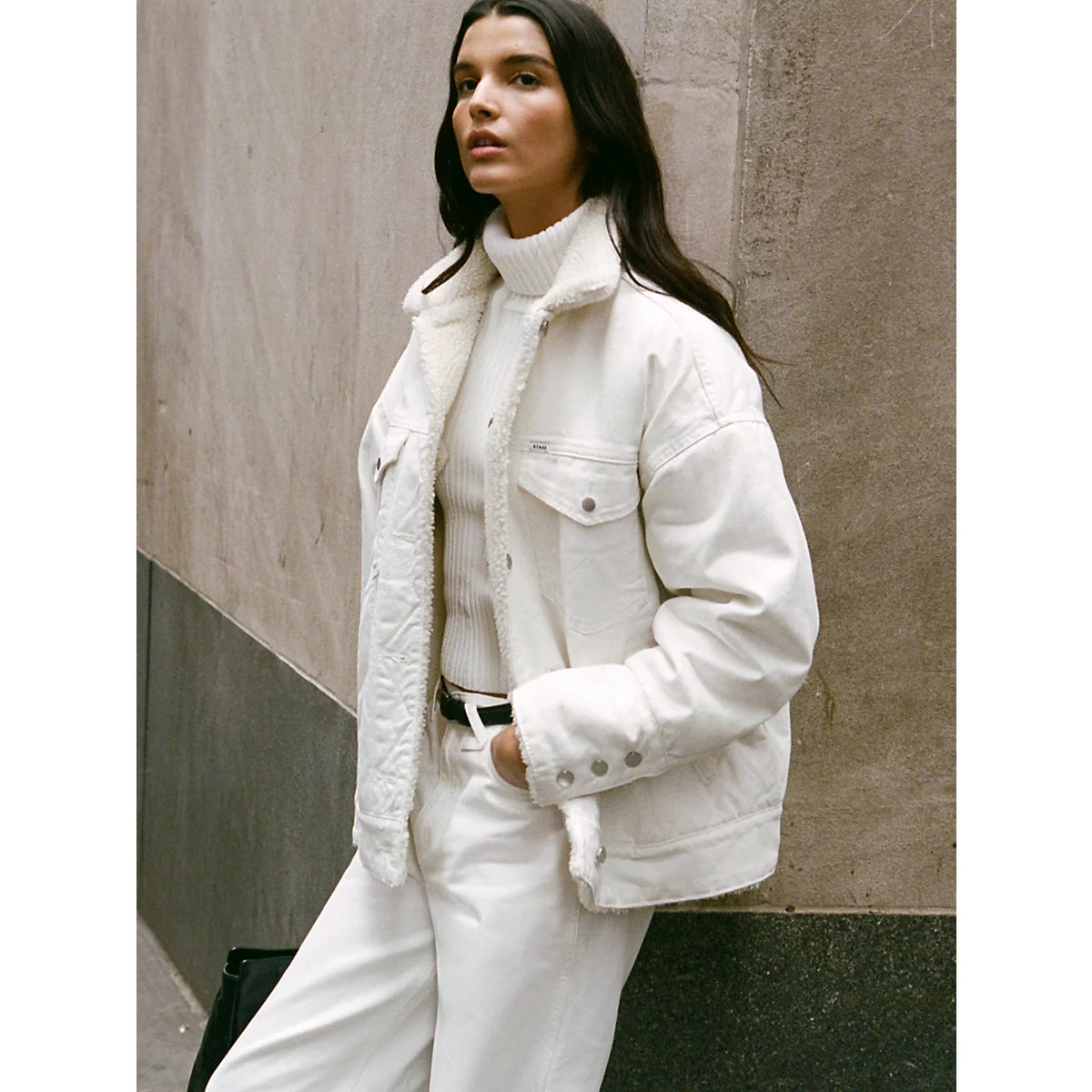 Wrangler + STAUD Reversible Biggest Jean Jacket in Cream | Wrangler