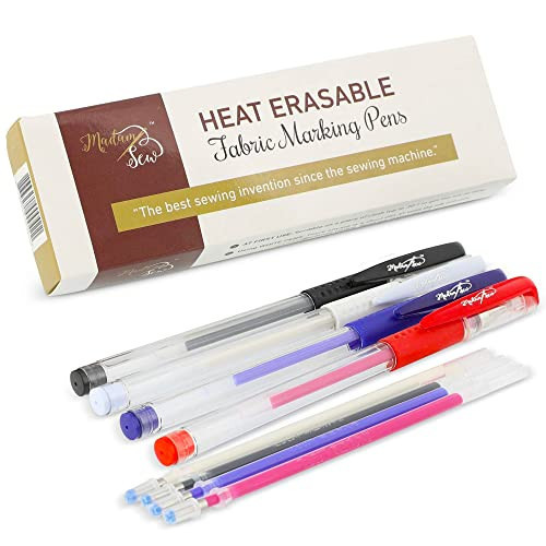 Madam Sew Heat Erasable Fabric Marking Pens for Sewing and Quilting | Fabric Markers for Sewing, Embroidery, Dressmaking with 4 Pens + 4 Refills | No Ghost Lines, Disappearing Ink for Precise Marking | Amazon (US)
