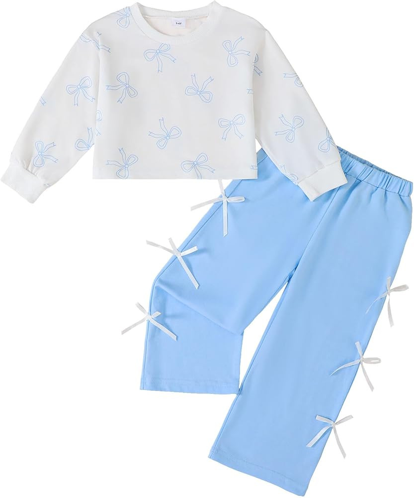 Toddler Girl Clothes Outfit Fall Long Sleeve Shirts Butterfly Rope Decorations Pant set Winter Li... | Amazon (US)
