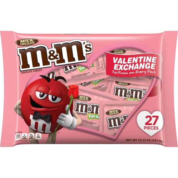 M&M's Milk Chocolate Valentine's Day Exchange Candy, 12.13 Oz (27Piece), 12.13 Oz | Amazon (US)