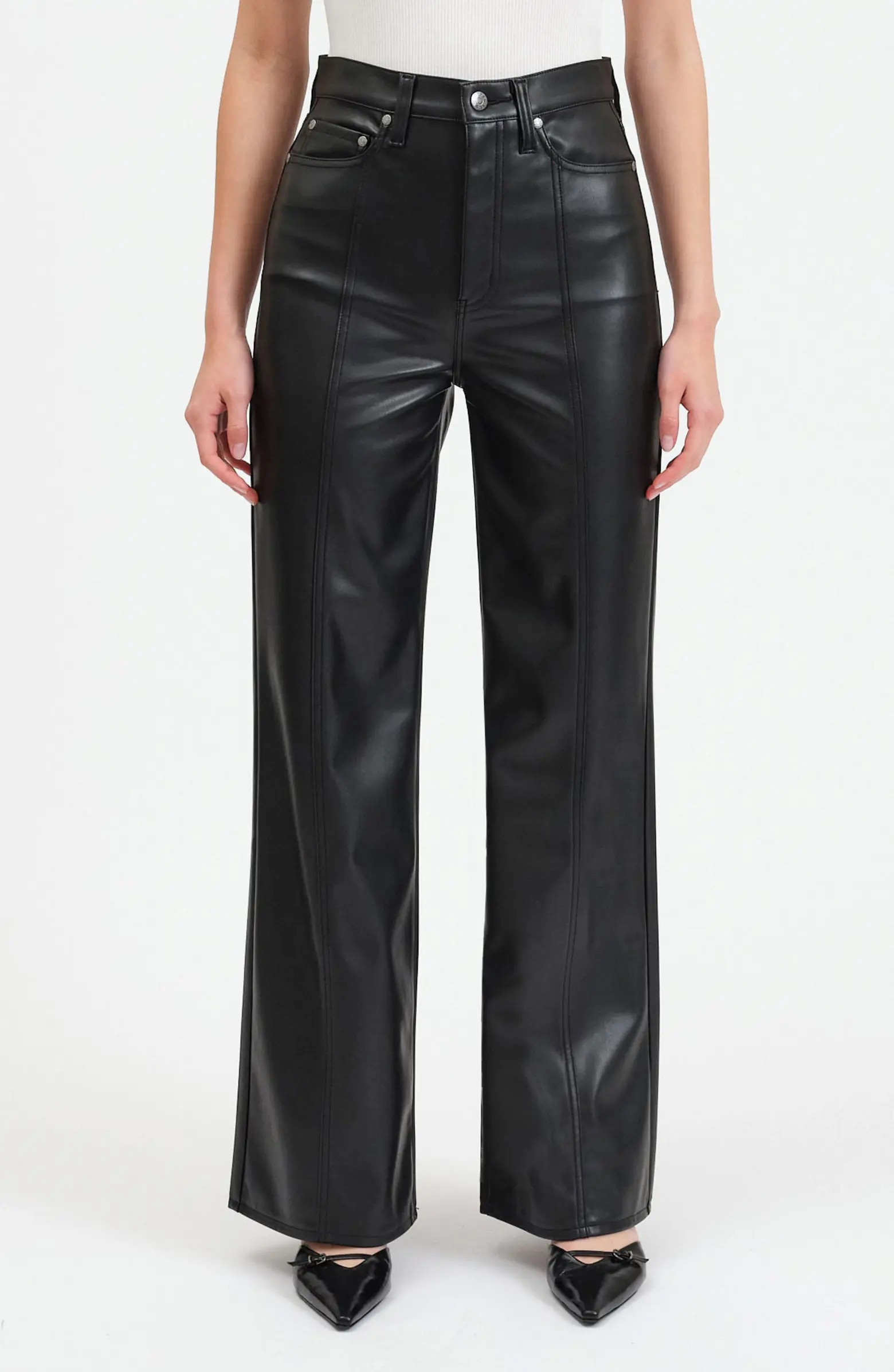 Far Out Faux Leather Wide Leg Pants | Nordstrom