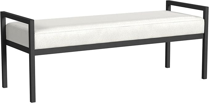 HomePop Modern Metal Bench|Bench for Living Room & Bedroom | Decorative Home Furniture - Cream Bo... | Amazon (US)