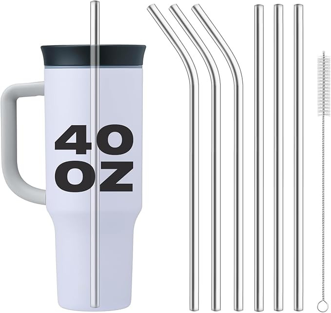 Stainless Steel Straws for Owala Insulated Bottle 40oz Tumbler 6x Metal Replacement Straws with C... | Amazon (US)