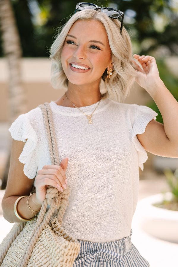 Certain Joy White Knit Top | The Mint Julep Boutique