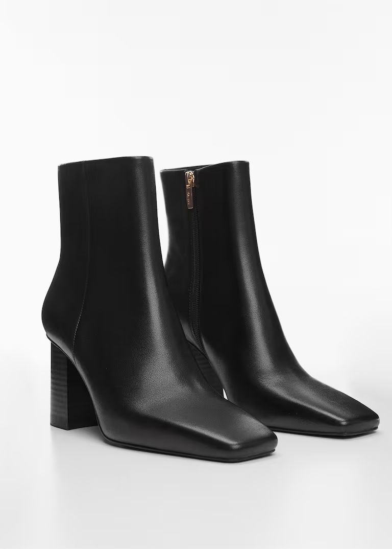 Squared toe leather ankle boots -  Women | Mango United Kingdom | MANGO (UK)