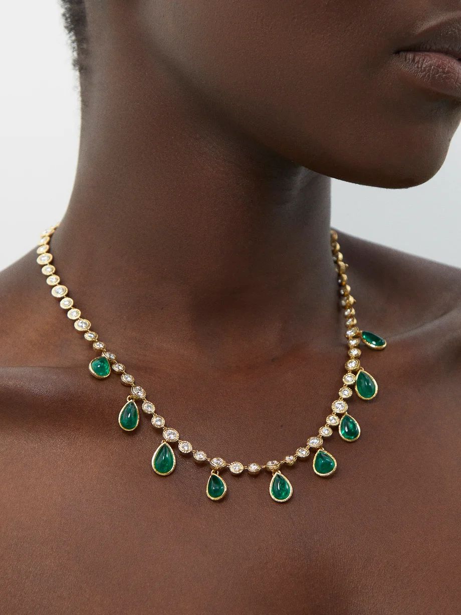 Nesting Gem diamond, emerald & 18kt gold necklace | Octavia Elizabeth | Matches (US)