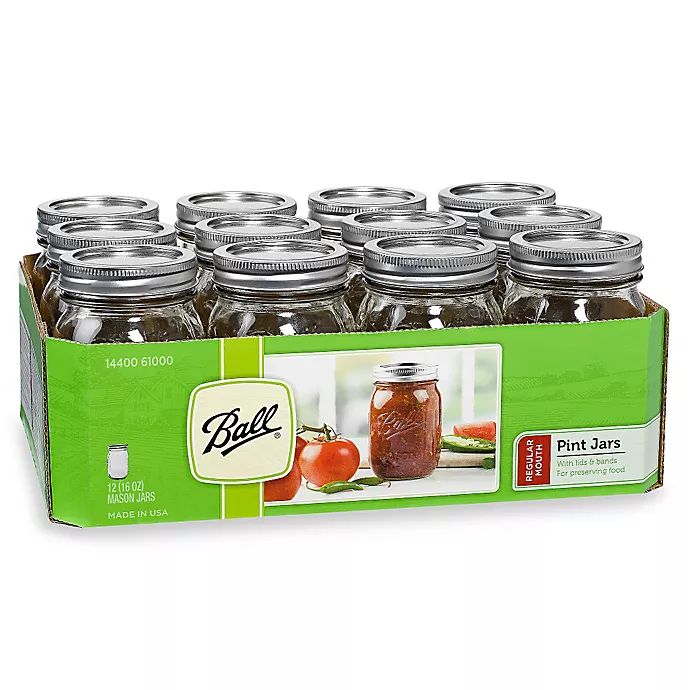 Ball® Regular Mouth 12-Pack Glass Canning Jars | Bed Bath & Beyond