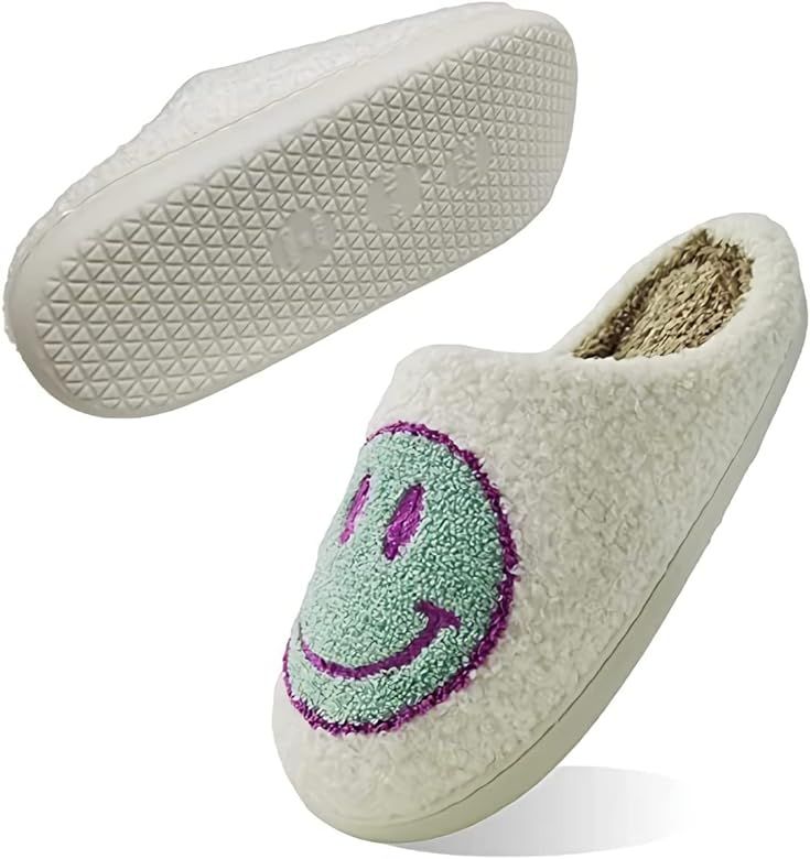 Smiley Face Slippers For Women And Men Water Proof Smiley Slippers With Smile Keep Warm Couples Slid | Amazon (US)