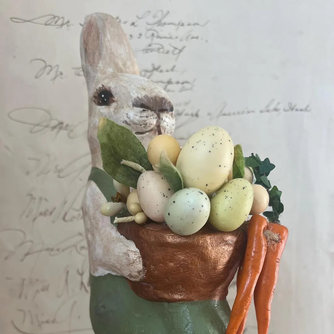 Vintage Easter Bunny Chalkware Figurine, 1990s Folk Art Decor - Etsy | Etsy (US)