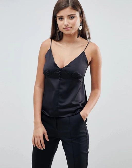 ASOS DESIGN Satin Cami With Button Up Detail | ASOS US