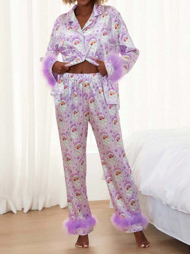 Women's 2 Piece Set Long Sleeve Lapel Button Up Shirt Tops Solid Color/Plaid Pants Outfit | SHEIN