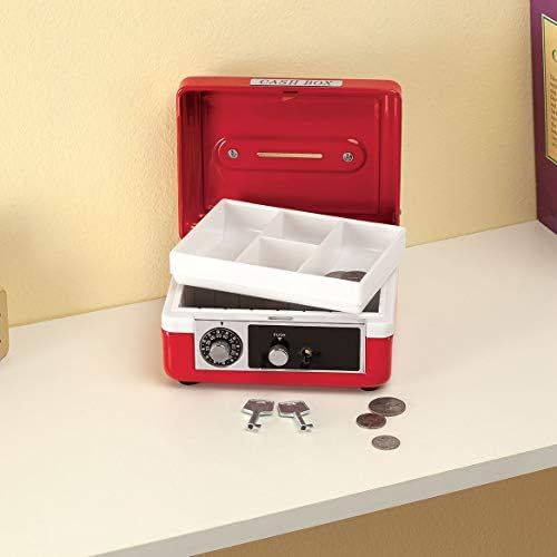 Personalized Children’s Cash Box, Metal Piggy Bank Lockbox with Coin Slot, Red | Amazon (US)