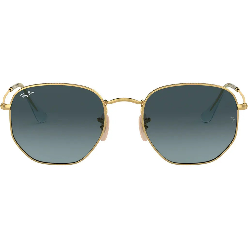 Ray-Ban 51mm Geometric Sunglasses in Gold/Blue Gradient at Nordstrom | Nordstrom
