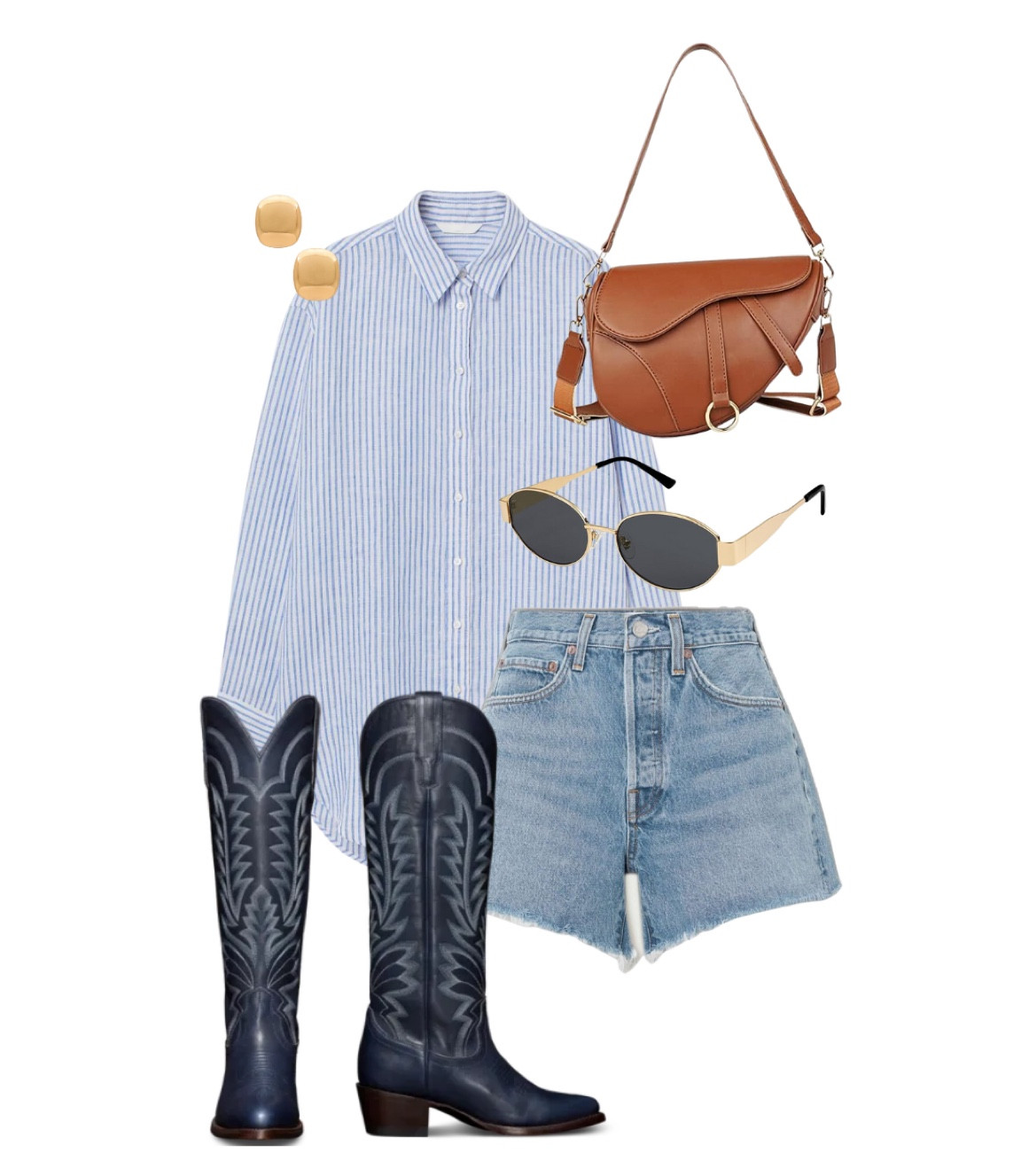 Denim outfit 👖 

denim l denim shorts l cowboy boots