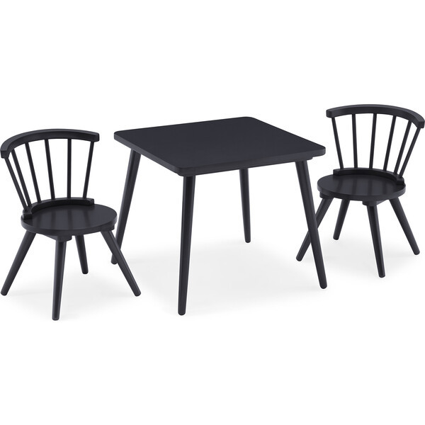 Windsor Kids Wood Table & Chair Set, Midnight Grey | Maisonette