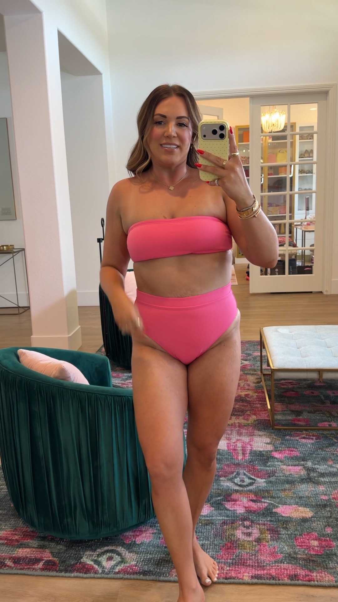 curvy midsize pink bikini swim look! wearing size large in top and bottom. straps are removable! 🩷 @Spanx

#LTKSeasonal #LTKMidsize #LTKSwim