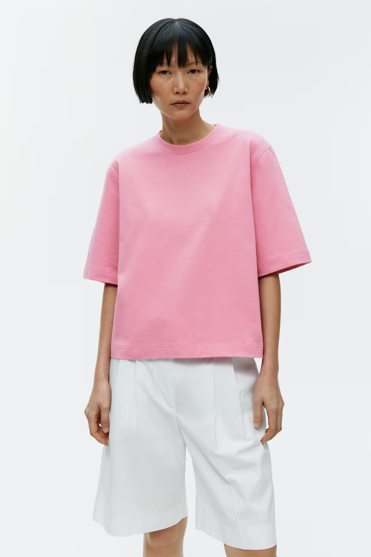 Schweres, kastiges T-Shirt - Rundausschnitt - Kurzarm - Rosa - Ladies | H&M AT | H&M (DE, AT, CH, NL, FI)