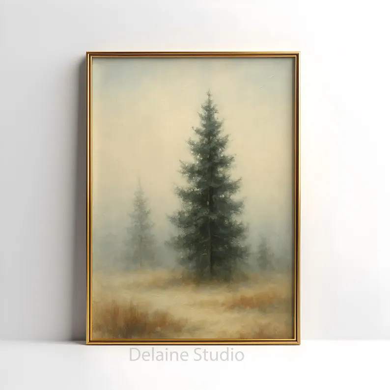 Vintage Christmas Tree Print | Warm Tone Gallery Wall Art (digital Download) - Etsy | Etsy (US)