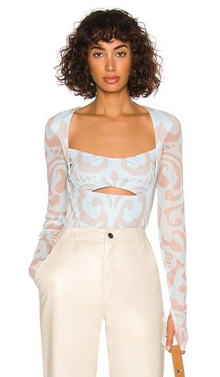 Noreen Top in Icy Blue Damask | Revolve Clothing (Global)