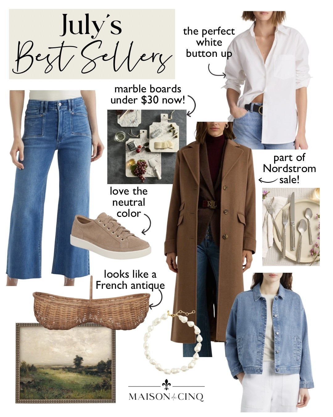 All the best sellers YOU loved in July including Nordstrom sale items, gorgeous marble boards under $30, flattering jeans, the perfect button up and more!

Home decor, fall fashion, summer fashion, summer jacket, wide leg jeans, basket, artwork, wall decor, statement necklace, jewelry

#LTKSeasonal #LTKSaleAlert #LTKHome