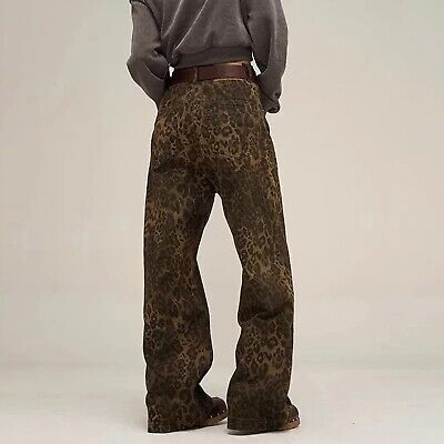 Women’s Cheetah Leopard Print Baggy Wide Leg High Waisted Jeans Trousers  | eBay | eBay UK