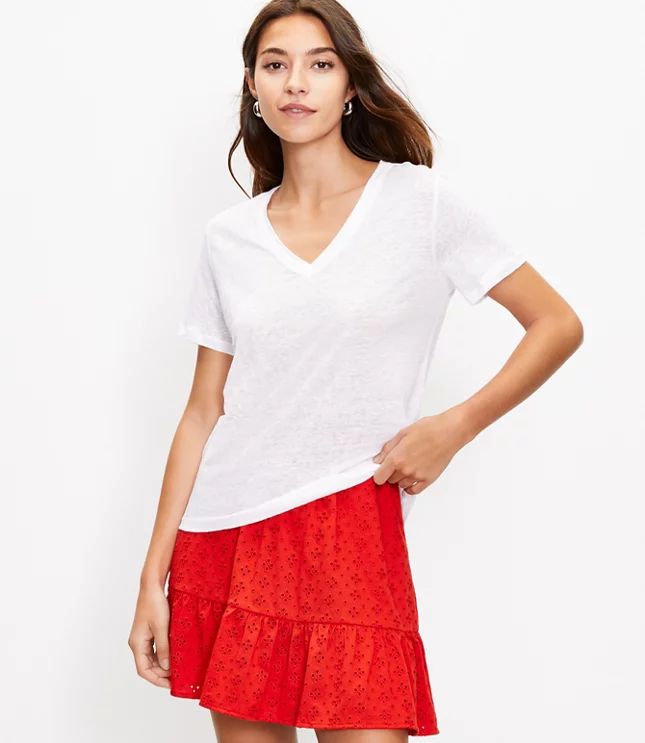 Linen V-Neck Tee | LOFT