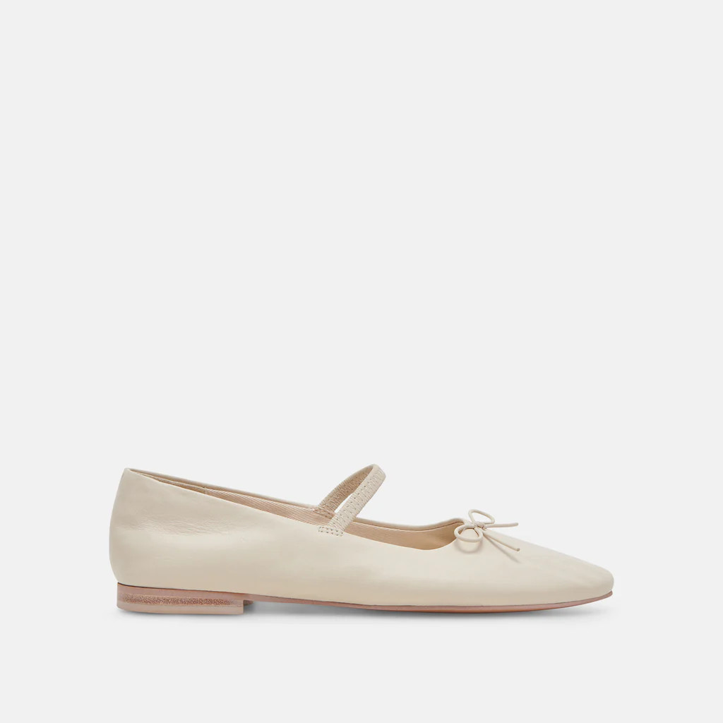 CARIN BALLET FLATS IVORY LEATHER | DolceVita.com