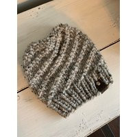 Sprial Grey Messy Bun Knitted Hat | Etsy (US)