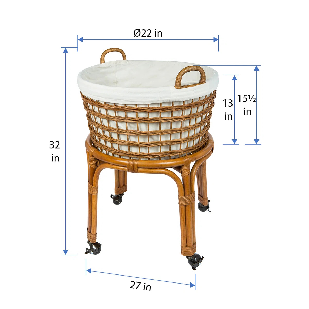 Wicker Rolling Laundry Basket with Handles | Wayfair North America