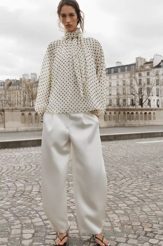 POLKA DOT BLOUSE WITH BOW | Zara DE