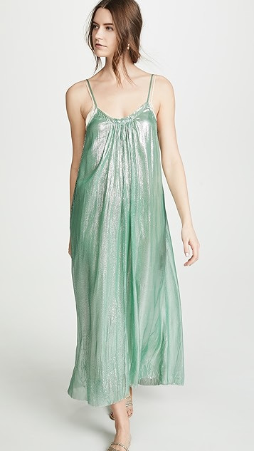 Metallic Chiffon Silk Dress with Straps | Shopbop