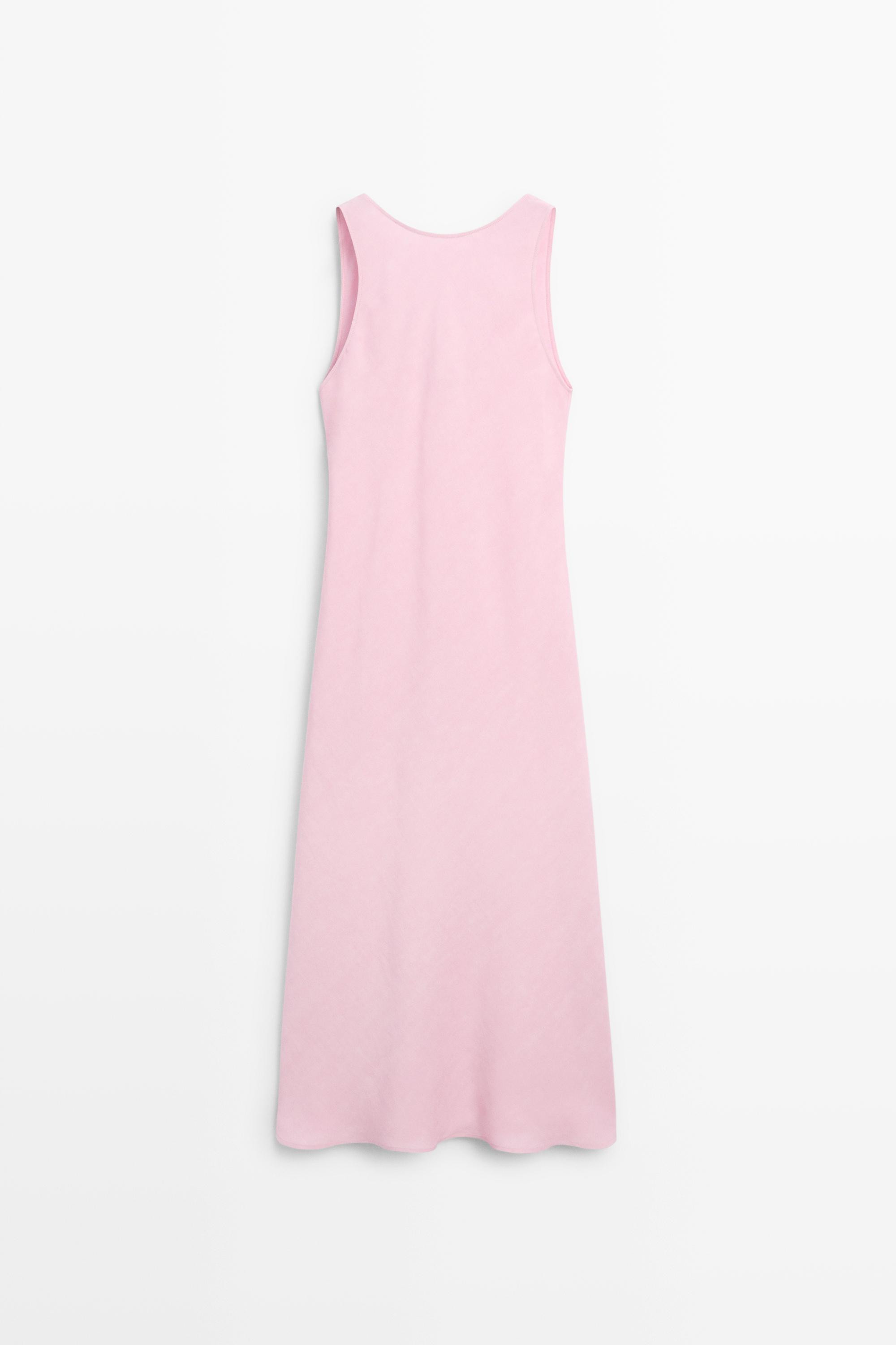 Flowing linen-blend midi dress | Massimo Dutti UK