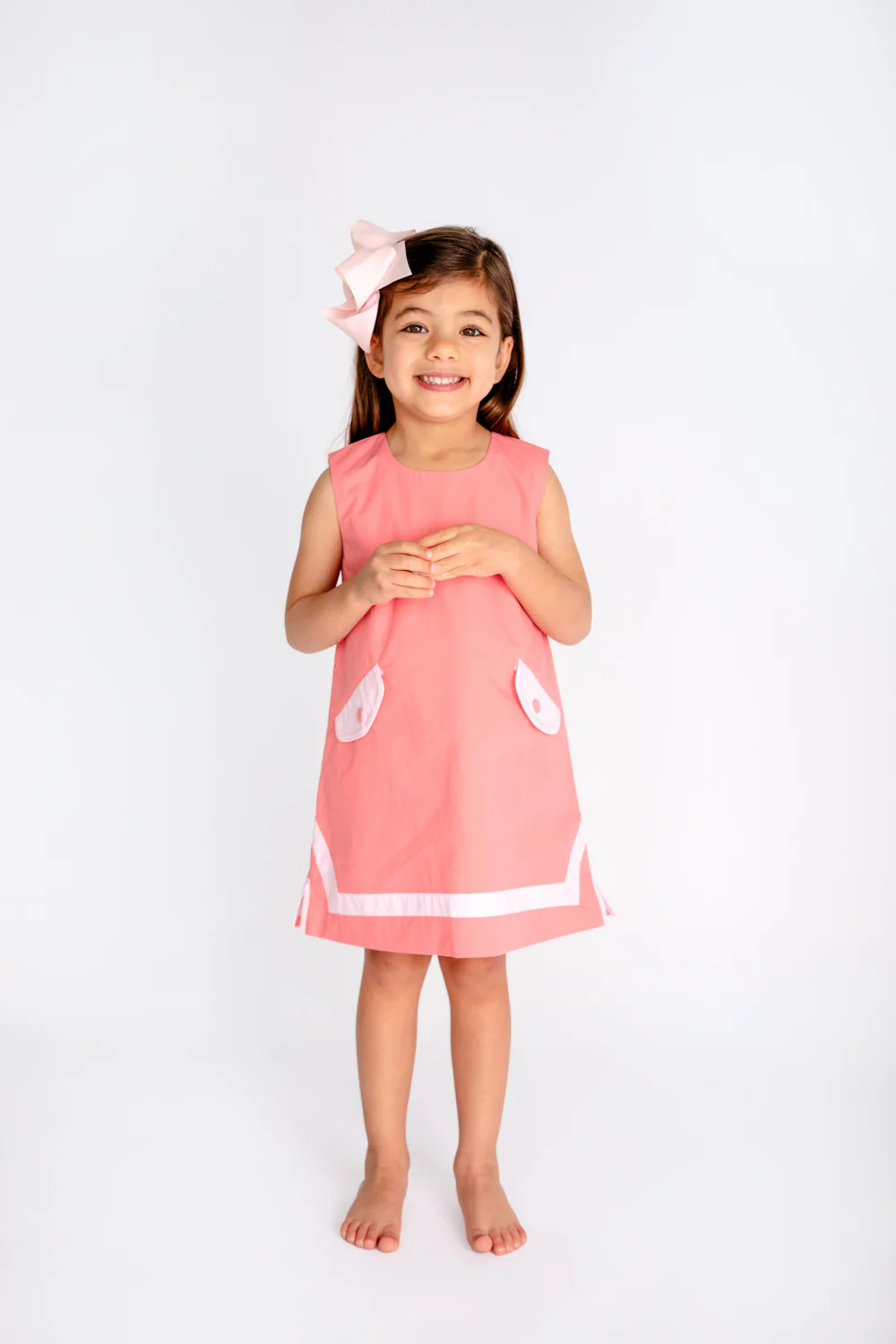 Taylor Tunic Dress - Parrot Cay Coral with Palm Beach Pink | The Beaufort Bonnet Company