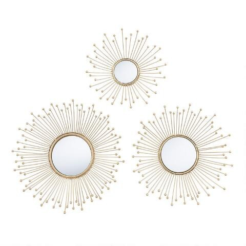 Gold Metal Sunburst Mirrors 3 Piece | World Market