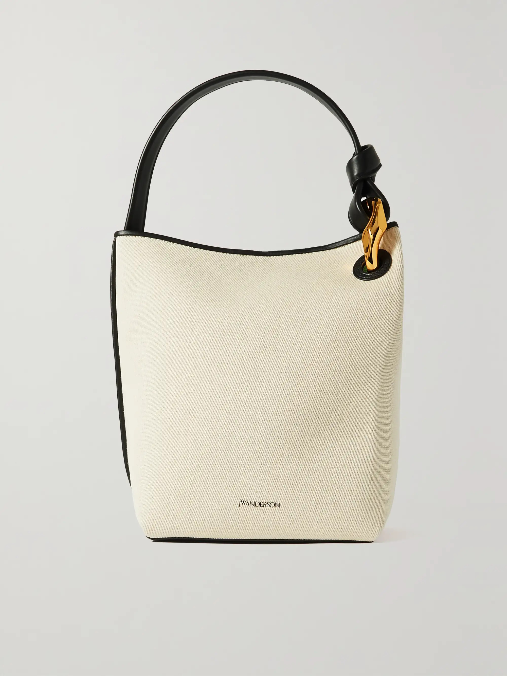 JW ANDERSON Chain-embellished leather-trimmed cotton-canvas bucket bag | NET-A-PORTER | NET-A-PORTER APAC