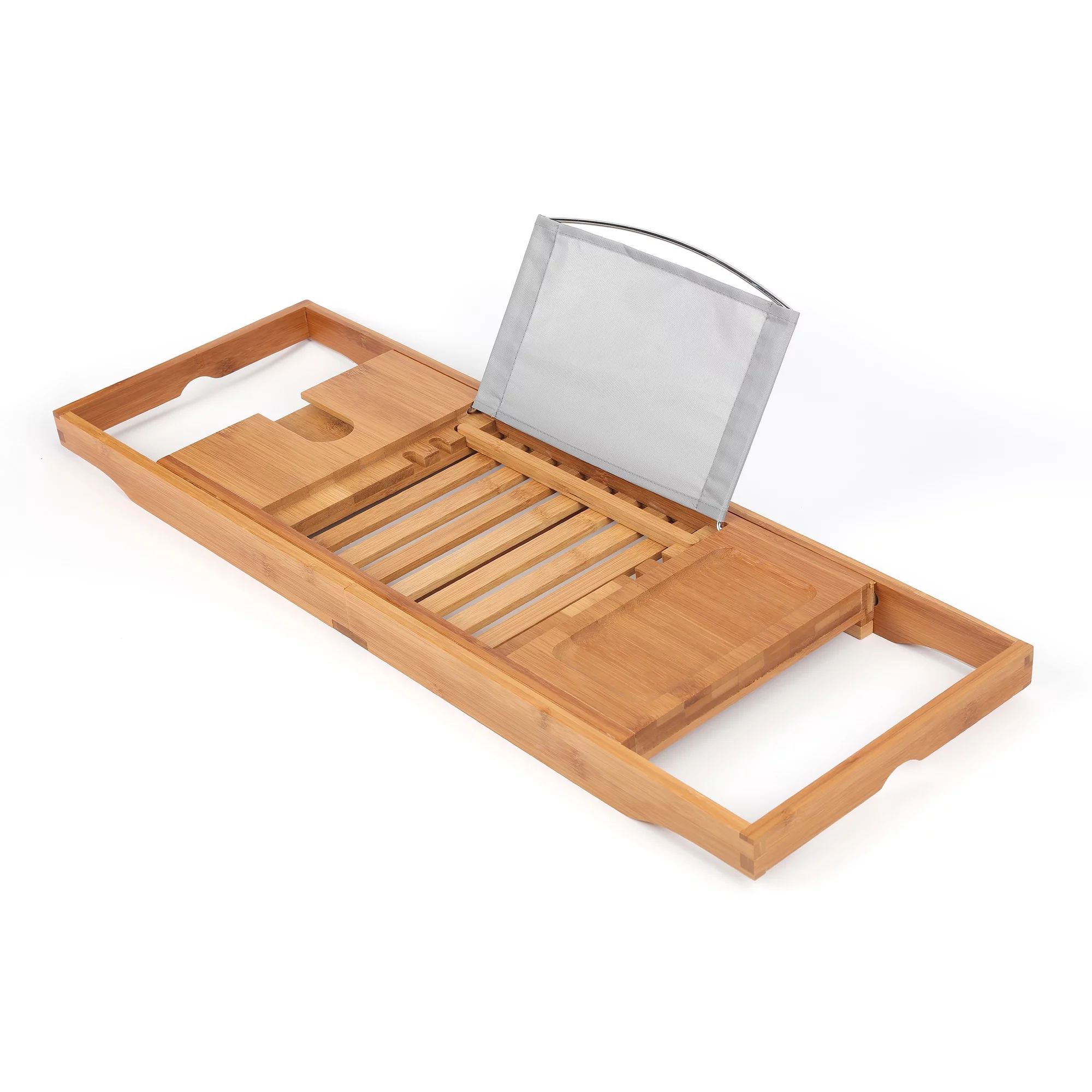 Mainstays Extendable Bamboo Bathtub Tray with Flip-up Reading Shelf, 1 Bath Shelf | Walmart (US)